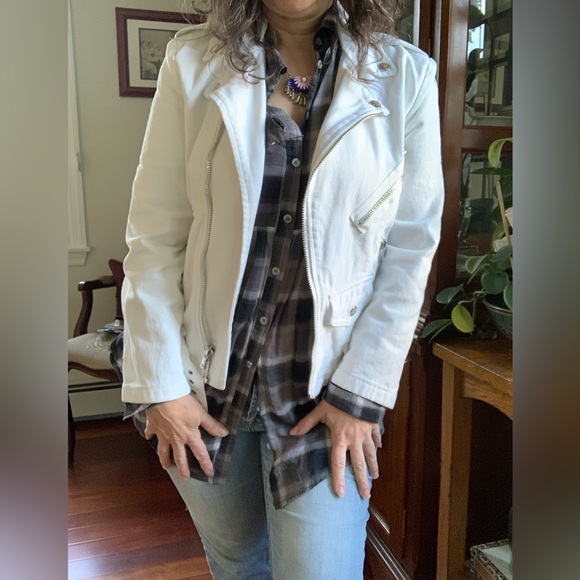 Tripp NYC man White Denim Moto Jacket - Picture 4 of 16